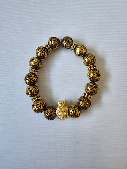 Black & Gold King of the Jungle Piece Beaded Bracelet